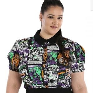 NWT Hell Bunny Be Afraid Blouse UK 22/4X (US 2X)